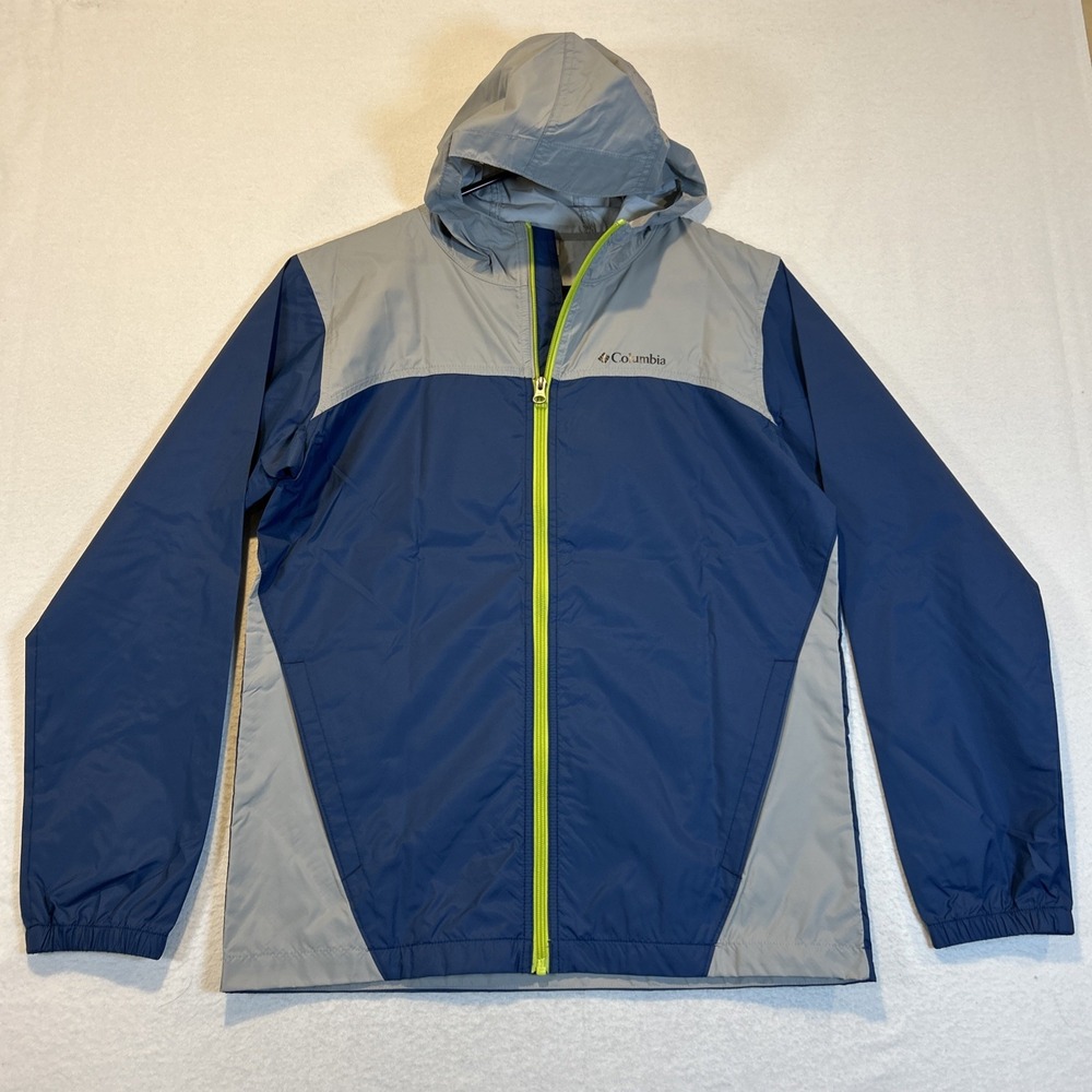 Columbia Rain Jacket Boys XL 18 20 Glennaker Hooded Blue Windbreaker 1574731